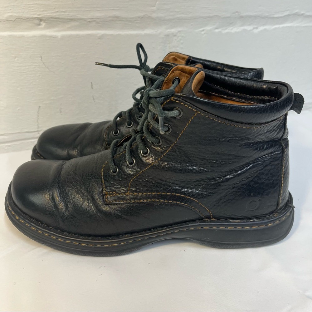 Born Mens Black Leather Lace Up Boot size 11